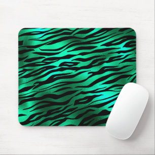 Tapis De Souris Rayures de tigre noir vert émeraude Animaux sauvag