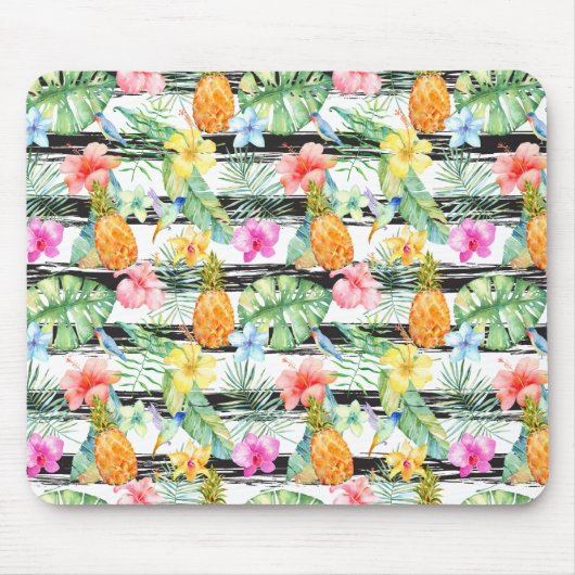 Tapis De Souris Rayures florales tropicales (Devant)