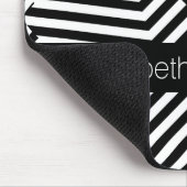 Tapis De Souris Rayures géométriques noires et blanches à la mode (Coin)
