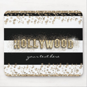 Tapis de souris rayures noir et blanc Hollywood or