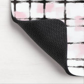 Tapis De Souris Rayures Rose Blanc Noir (Coin)