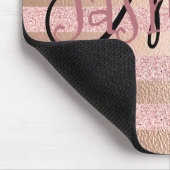 Tapis De Souris Rayures roses de feuille d'or de Glitter& de Faux (Coin)