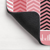 Tapis De Souris Rayures roses modernes chics de Chevron avec le (Coin)