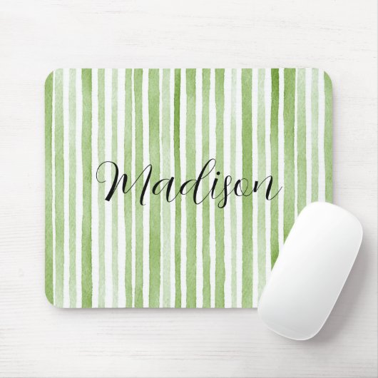 Tapis De Souris Rayures Vertes Blanches (Avec souris)