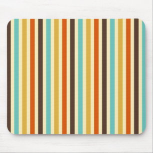 Tapis De Souris Rayures verticales Couleurs Rétro Bleu Jaune Rouge