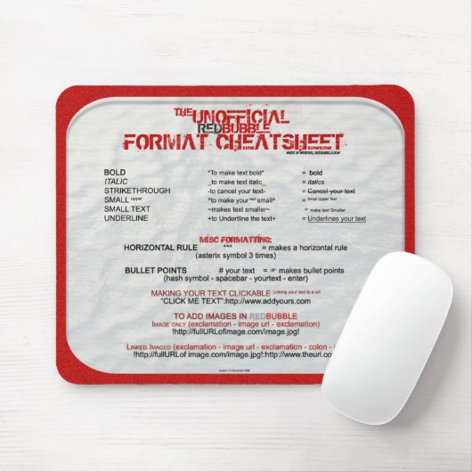 Tapis De Souris RB CheatSheet Mousepad (Avec souris)