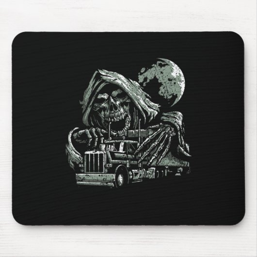 Tapis De Souris Reaper Skull Skeleton Truck Driver Trucucker (Devant)