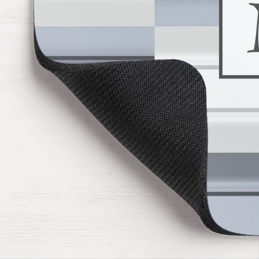 Tapis De Souris Rectangle bleu-gris monogramme (Coin)