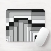 Tapis De Souris Rectangles Abstraites en noir et blanc (Avec souris)