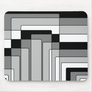 Tapis De Souris Rectangles Abstraites en noir et blanc