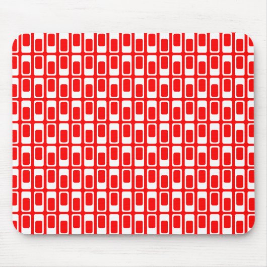 Tapis De Souris Rectangles alternatives (blanc avec rouge) (Devant)