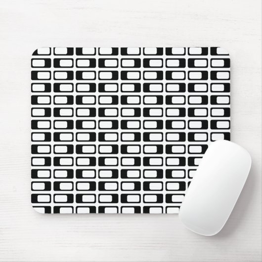 Tapis De Souris Rectangles alternatives (Noir avec Blanc) (Avec souris)