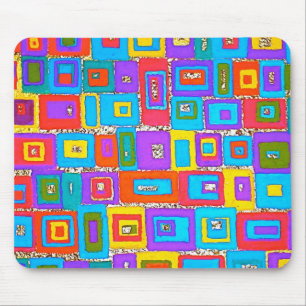 TAPIS DE SOURIS RECTANGLES VERTS ET BLEUS MOUSEPAD