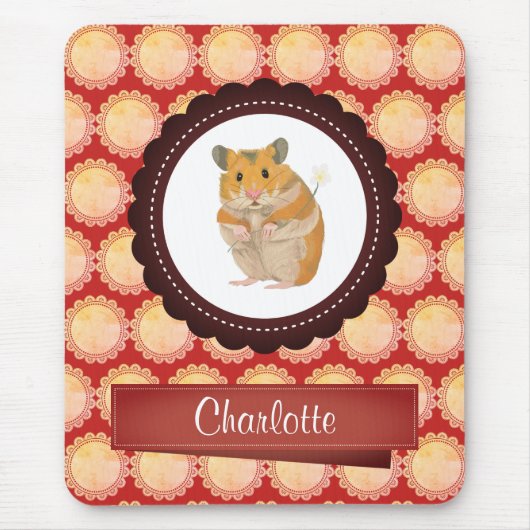 Tapis De Souris Red Ajouter Votre Nom Hamster (Devant)