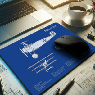 Tapis De Souris Red Baron Fokker Dr.1 - Plan d'avion ABD