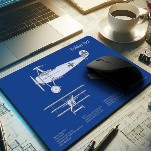 Tapis De Souris Red Baron Fokker Dr.1 - Plan d'avion ABD