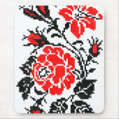 Tapis De Souris Red & Black Rose cross-stitch Russian Pattern (Devant)