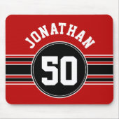 Tapis De Souris Red Black Team Jersey Fan Gear Nom Numéro (Devant)