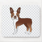 Tapis De Souris Red Boston Terrier mignon dessin et pattes de chie (Devant)