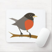 Tapis De Souris Red Breast Robin sur Branche (Avec souris)