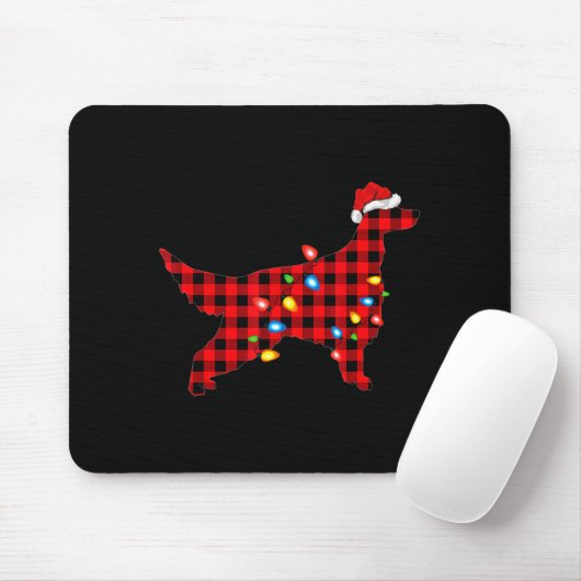 Tapis De Souris Red Buffalo Plaid Santa Irish Setter Dog Christmas (Avec souris)