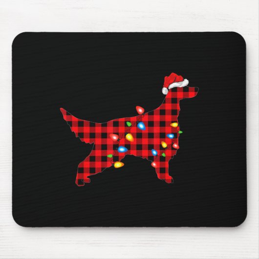 Tapis De Souris Red Buffalo Plaid Santa Irish Setter Dog Christmas (Devant)