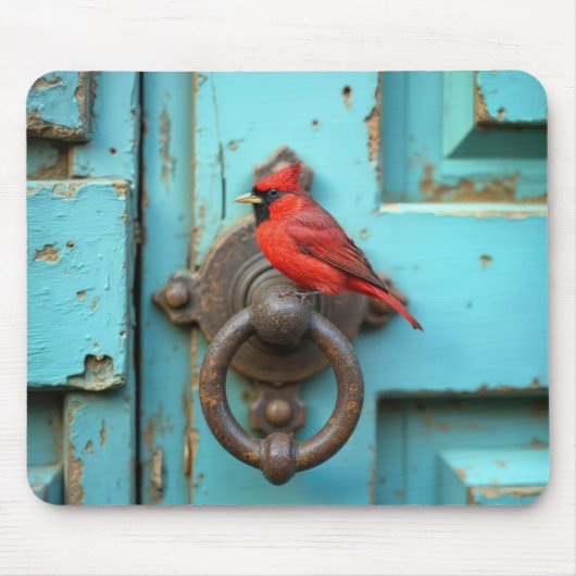Tapis De Souris Red Cardinal On a Rusty Door Knocker (Devant)