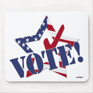 Tapis De Souris Red Check Blue VOTE avec US Flag Star