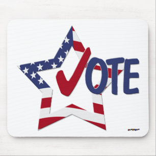 Tapis De Souris Red Check VOTE avec US Flag Star