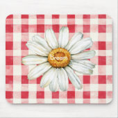Tapis De Souris Red Cream Plaid Daisy Flower (Devant)