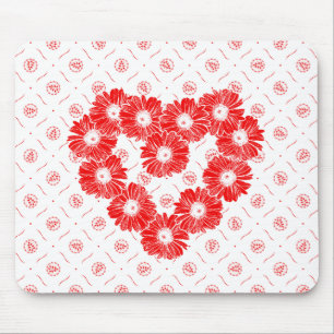 Tapis De Souris Red Daisy Chain Heart