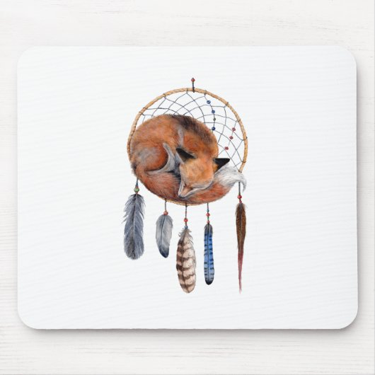 Tapis De Souris Red Fox dormant sur Dreamcatcher (Devant)