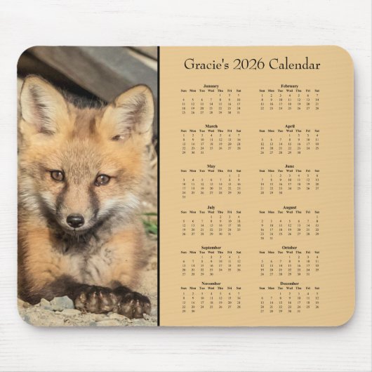 Tapis De Souris Red Fox Kit - Customizable full year 2025 calendar (Devant)