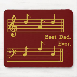 TAPIS DE SOURIS RED GOLD MUSIC NOTES MEILLEUR PAPA JAMAIS TREBLE B