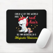 Tapis De Souris Red Hair Majestic Unicorn Funny Ginger Head Pride (Avec souris)