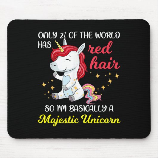 Tapis De Souris Red Hair Majestic Unicorn Funny Ginger Head Pride (Devant)