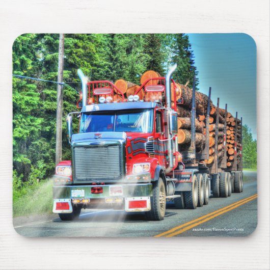Tapis De Souris Red Logging Truck Highway Driving Art III (Devant)