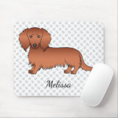 Tapis De Souris Red Long Cheveux Dachshund mignon Dessin et nom (Avec souris)
