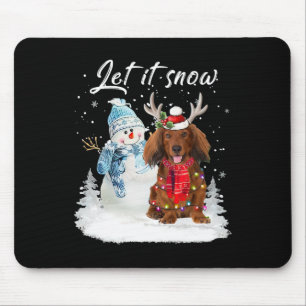 Tapis De Souris Red Long Haid Dachshund Père Noël Chien neige de N