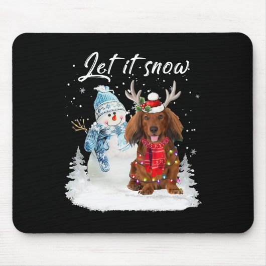 Tapis De Souris Red Long Haid Dachshund Père Noël Chien neige de N (Devant)