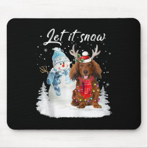 Tapis De Souris Red Long Haid Dachshund Père Noël Chien neige de N