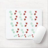 Tapis De Souris Red Maple Leaves & Mint Snowflakes Pattern (Avec souris)