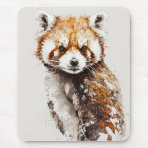 Tapis De Souris Red Panda Portrait Animal Peinture Forêt faunique