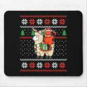 Tapis De Souris Red Panda Ugly Christmas Sweater Reindeer Llama Ri (Devant)