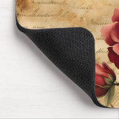 Tapis De Souris Red Rose on Old Parchment Mouse Pad (Coin)