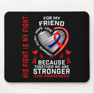 Tapis De Souris Red Son combat est mon ami de combat Chd Awareness
