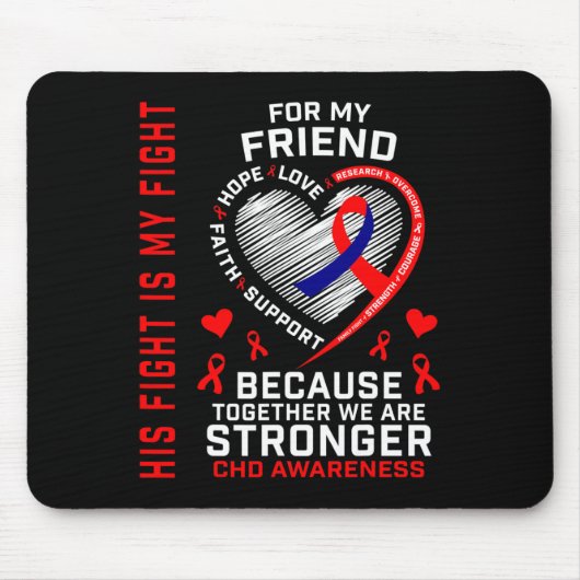 Tapis De Souris Red Son combat est mon ami de combat Chd Awareness (Devant)