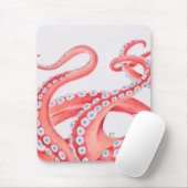Tapis De Souris Red Tentacles Octopus Watercolor (Avec souris)