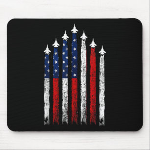Tapis De Souris Red White Blue Fighter Jets Drapeau 4 juillet Usa