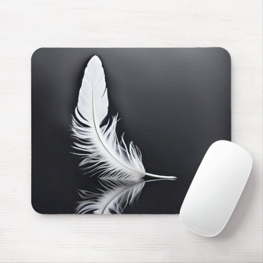 Tapis De Souris Réflexion en plumes blanches (Avec souris)